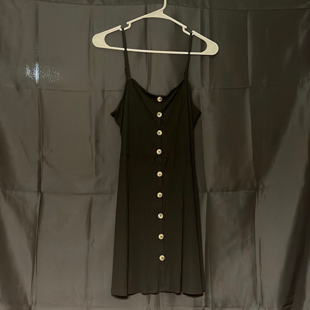 spaghetti adjustable strap mini black dress